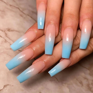 🐻 24pcs Extra Long Square Press-On Nails – 3D Bear & Bow with White French Tips