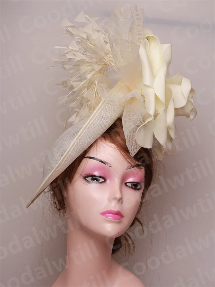 🌸 Big Flower Wedding Fascinator Hat – Elegant Women’s Headpiece for Special Occasions