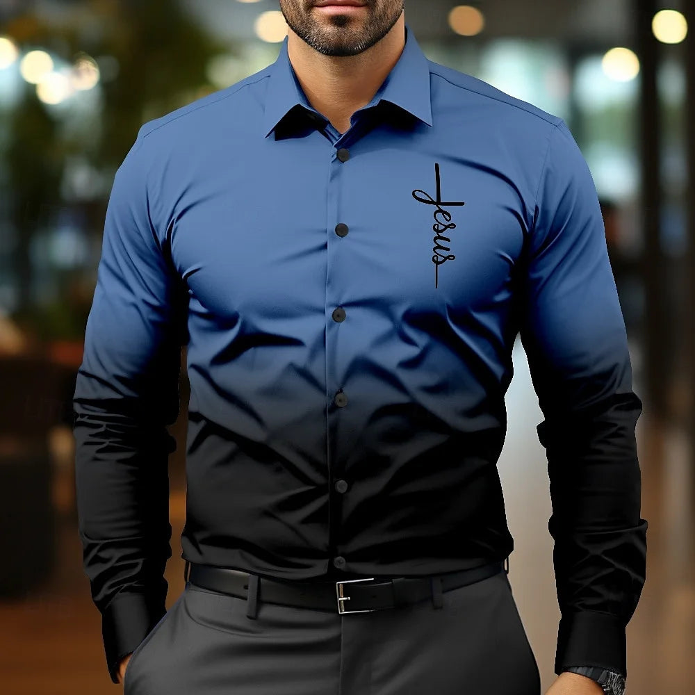 Color-Changing Lapel Men's Button-Up Shirt – Fashion Meets Innovation!