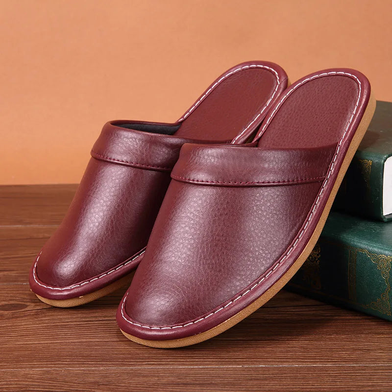 Affordable PU Leather Slippers – Cozy & Waterproof Indoor Comfort