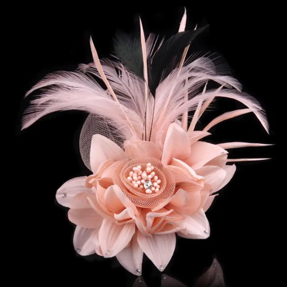 🌸 Stylish Simulated Net Flowers Fascinator Hat with Feathers