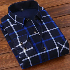 2025 Men's Autumn-Winter Plaid Shirt – Thick, Warm & Stylish