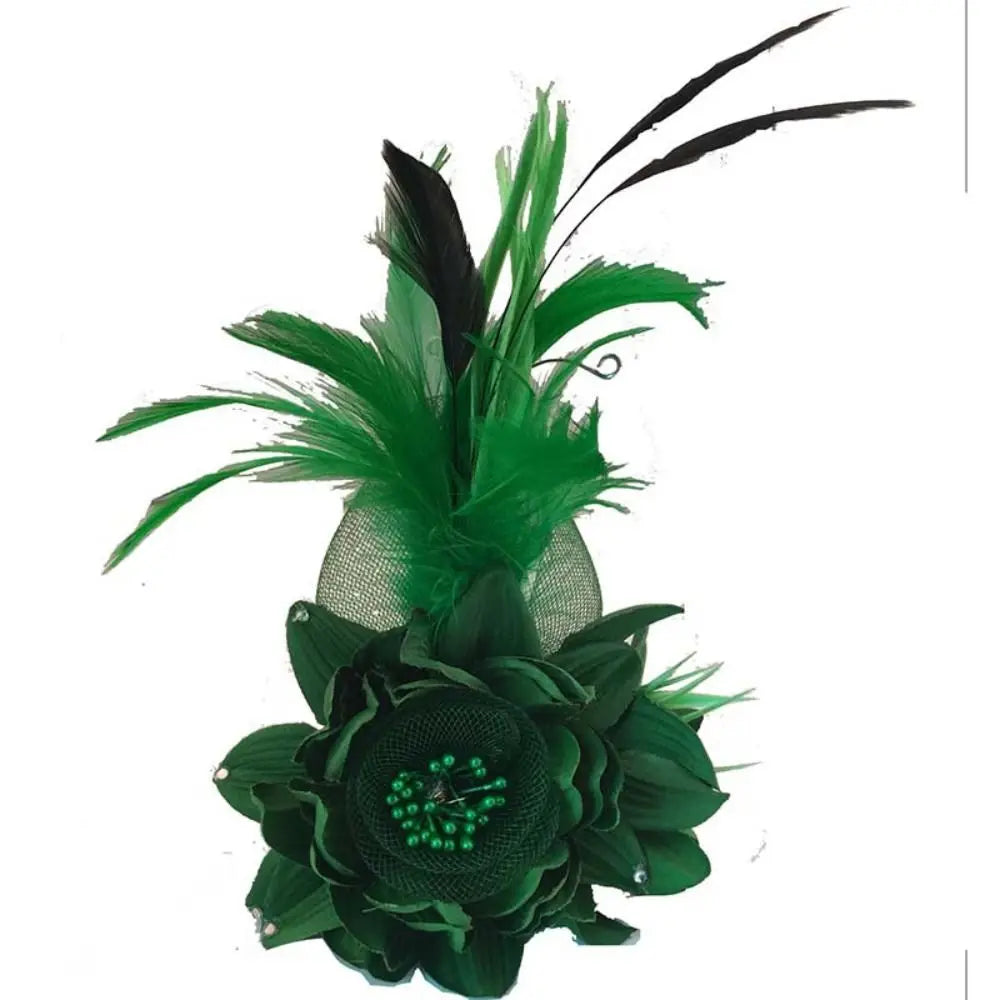 🌸 Stylish Simulated Net Flowers Fascinator Hat with Feathers