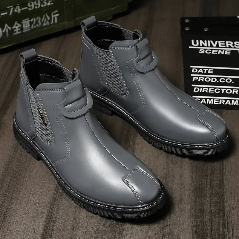 Luxury Men's Chelsea Boots - Retro High-Top Leather Ankle Boots for 2024 Fashion