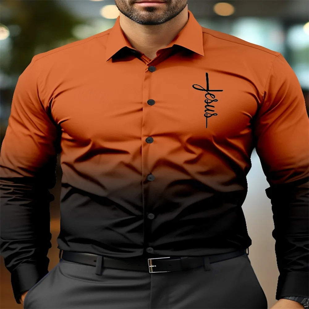 Color-Changing Lapel Men's Button-Up Shirt – Fashion Meets Innovation!
