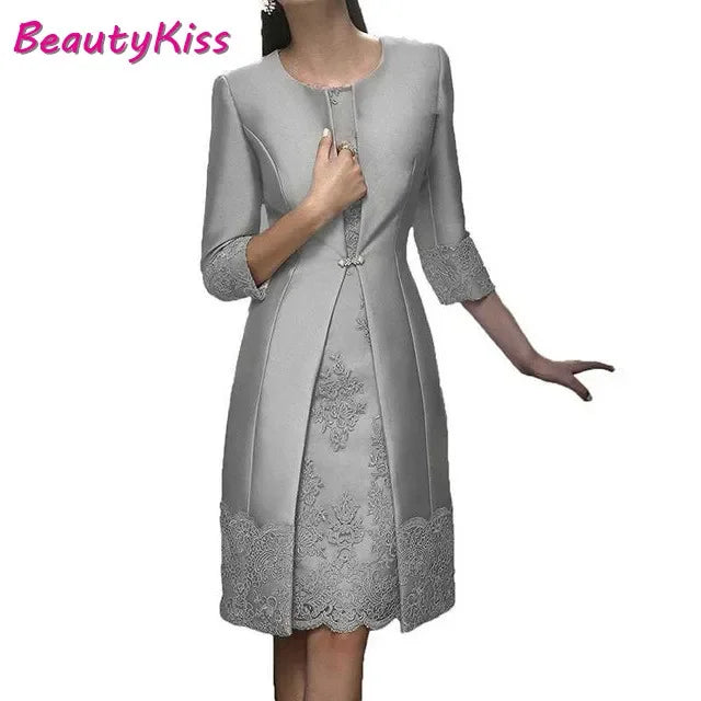 Elegant Mother of the Bride 2-Piece Outfit with Jacket – Candy Color Formal Gown