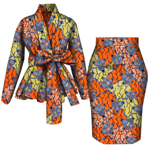 🌺 African Women Top & Skirt Set – Long Sleeve Ankara Print Suit (WY10871)