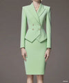 Business Summer Women’s Suit – 2-Piece Jacket & Skirt Set with Peak Lapel