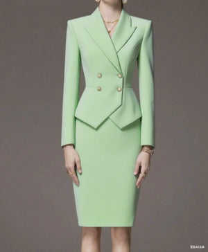 Business Summer Women’s Suit – 2-Piece Jacket & Skirt Set with Peak Lapel