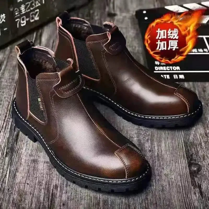 Luxury Men's Chelsea Boots - Retro High-Top Leather Ankle Boots for 2024 Fashion
