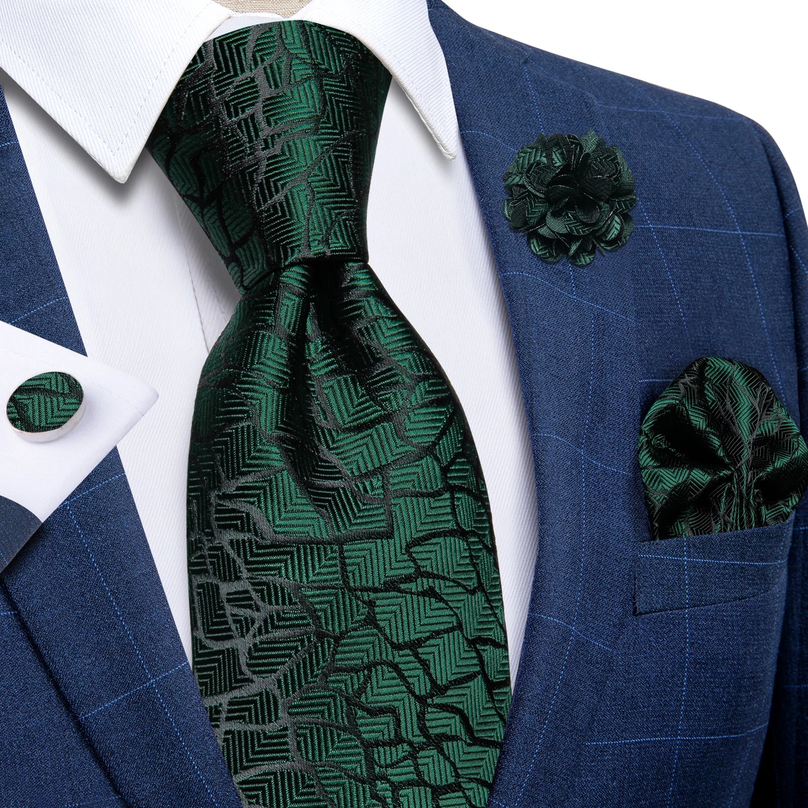 Luxury Yellow Solid Silk Tie Set for Men