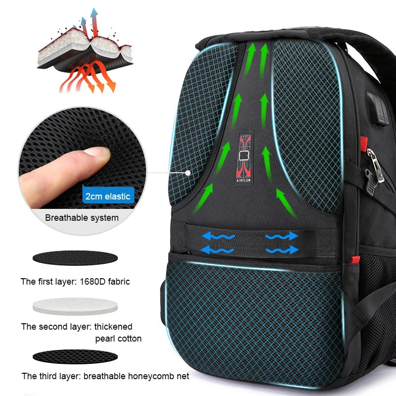 💼 Waterproof Men's Laptop & School Backpack – Swiss-Style, Large Capacity