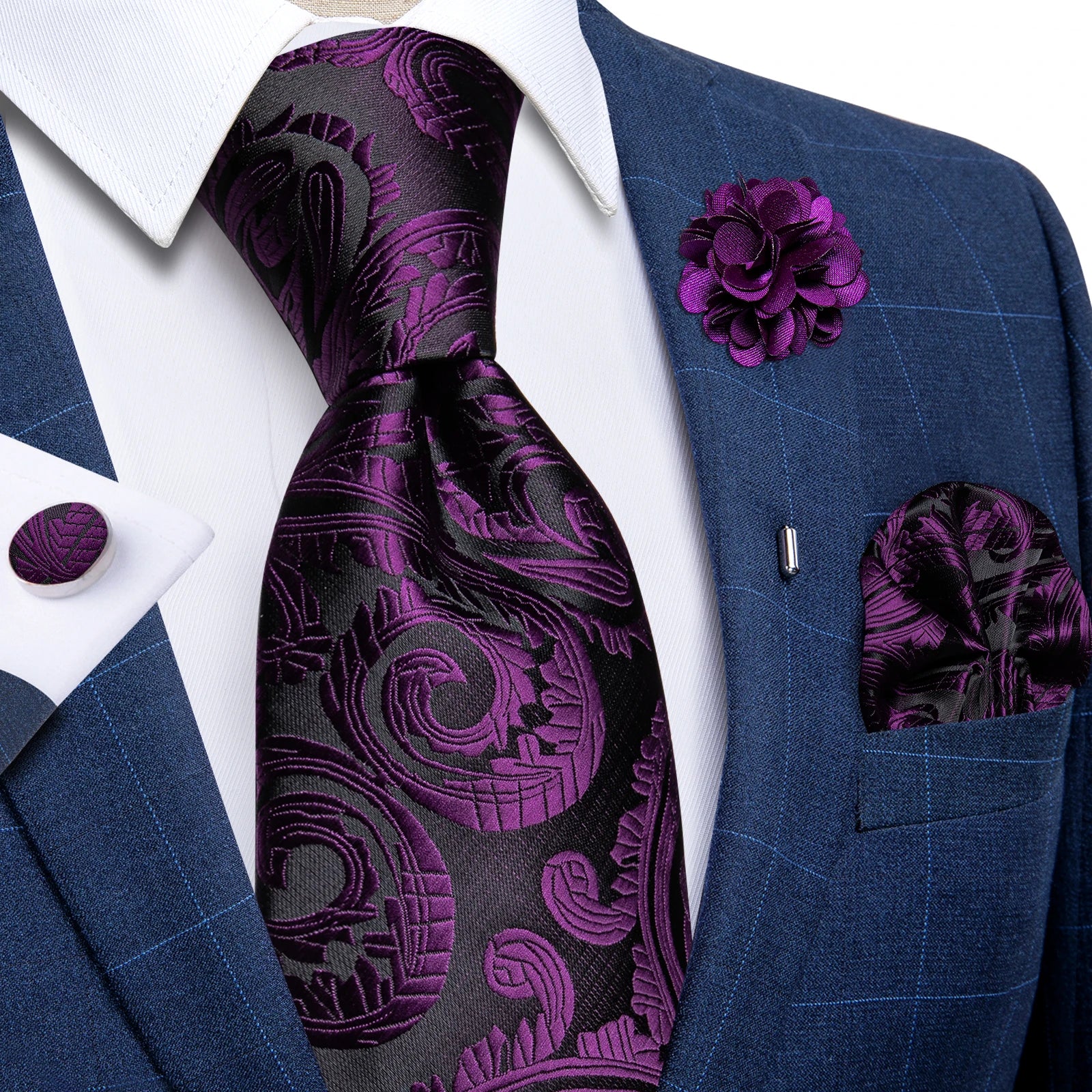 Luxury Yellow Solid Silk Tie Set for Men