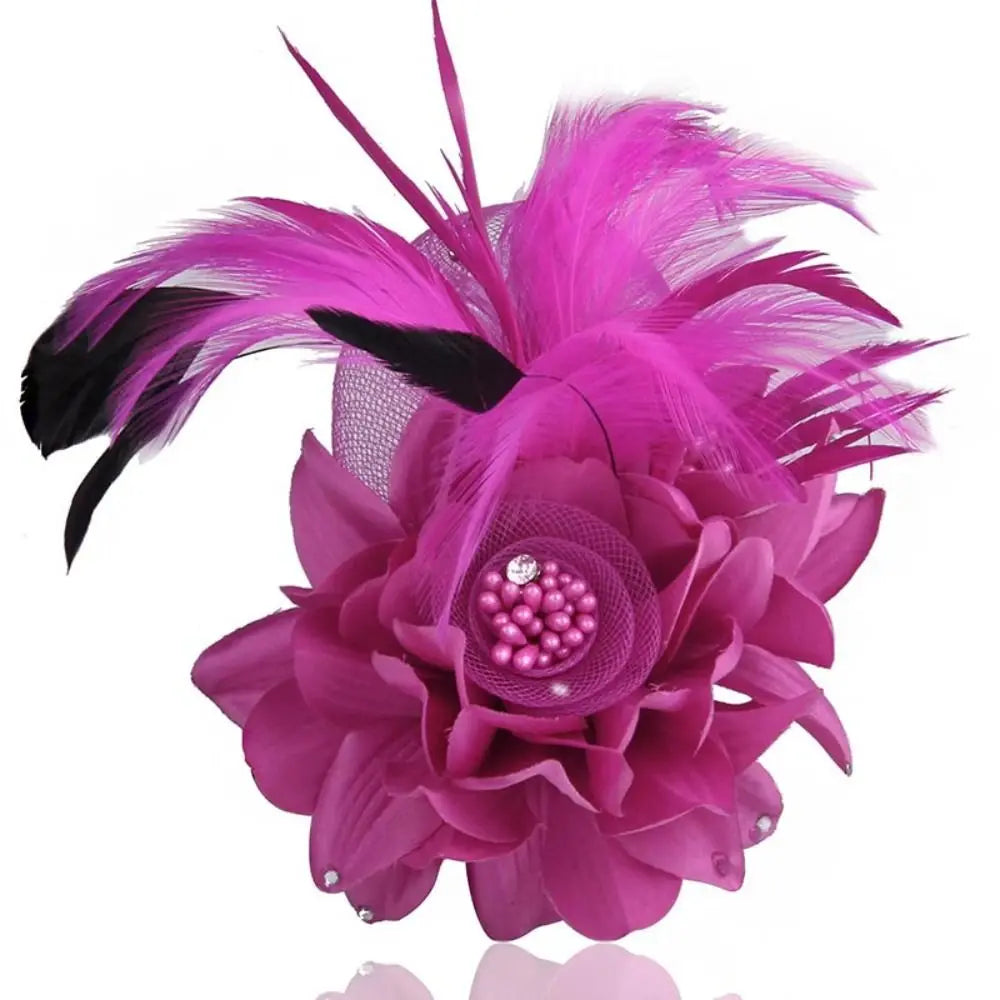 🌸 Stylish Simulated Net Flowers Fascinator Hat with Feathers