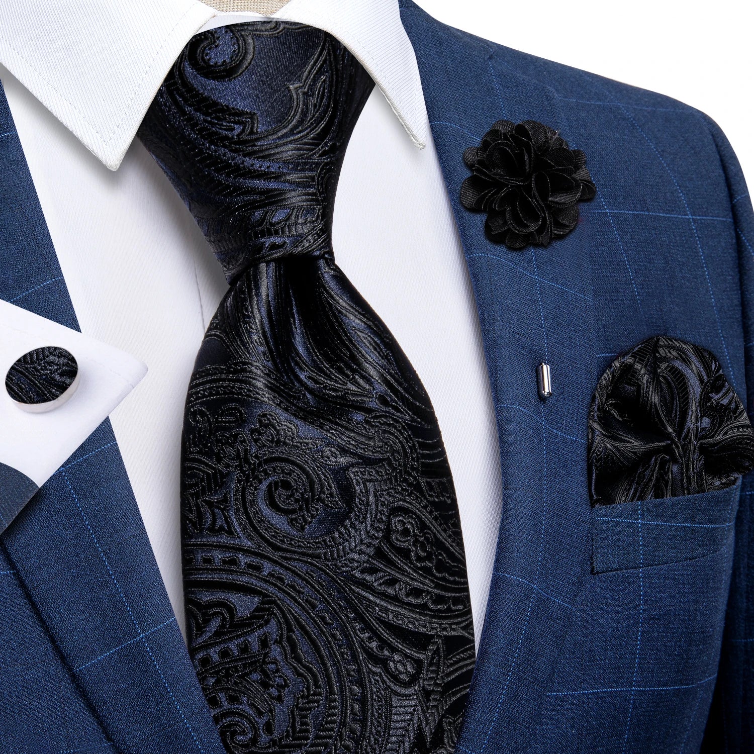 Luxury Yellow Solid Silk Tie Set for Men