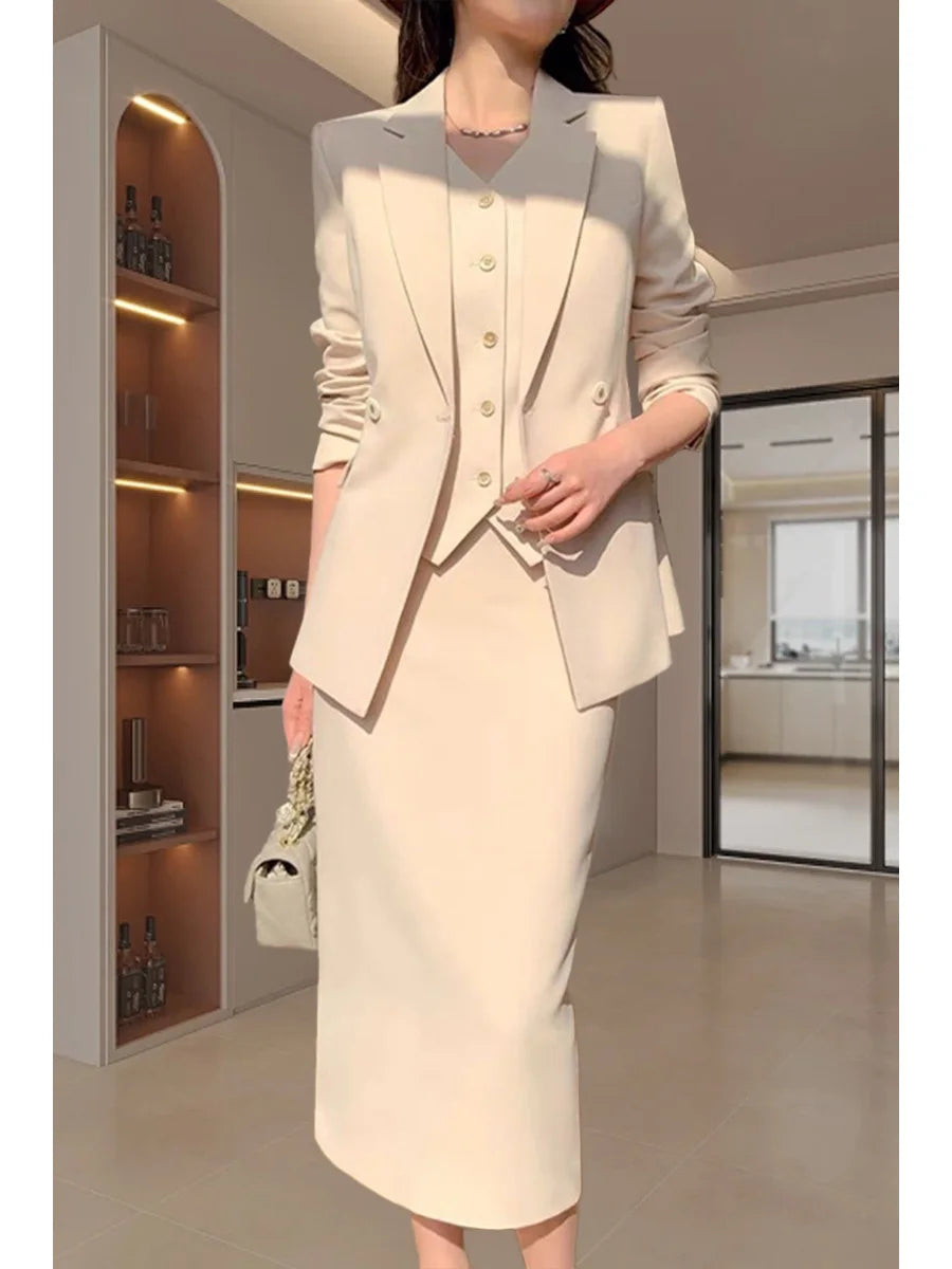 👑 Advanced Temperament Women’s Professional Three-Piece Suit Set