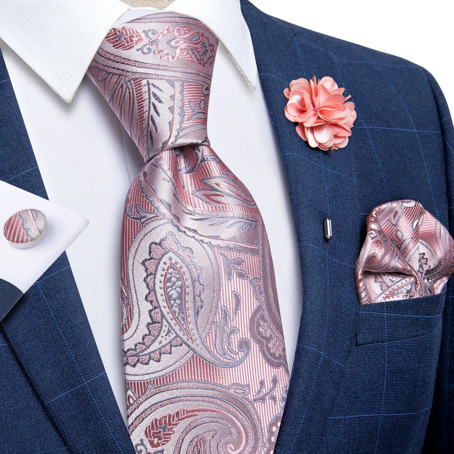 Luxury Yellow Solid Silk Tie Set for Men
