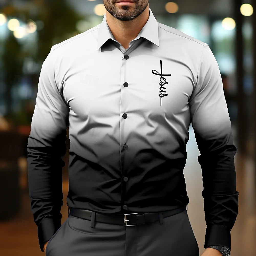 Color-Changing Lapel Men's Button-Up Shirt – Fashion Meets Innovation!