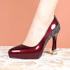 Elegant Mixed-Color Leather High Heels for Women