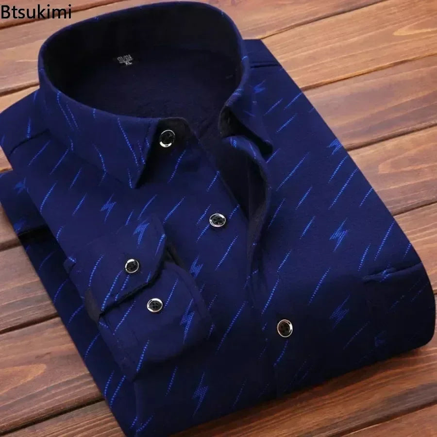 2025 Men's Autumn-Winter Plaid Shirt – Thick, Warm & Stylish