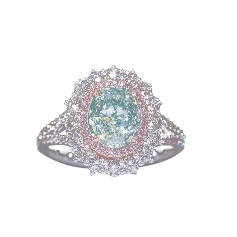 💍 Luxurious Silver-Inlaid Pink Zircon & Multicolour Stone Ring