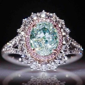 💍 Luxurious Silver-Inlaid Pink Zircon & Multicolour Stone Ring