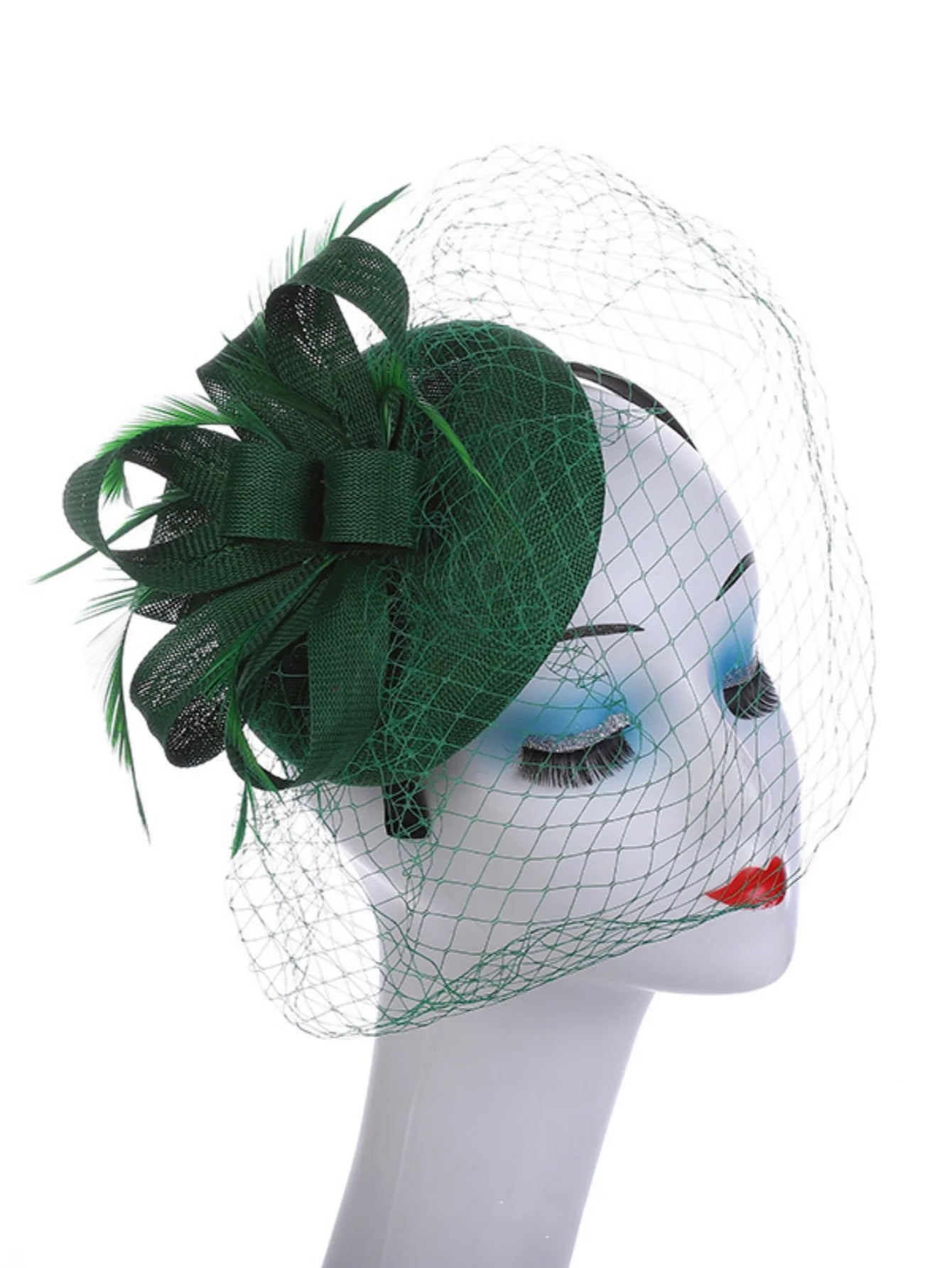 New Fascinator Pillbox Hat with Veil, Mesh Lace & Feathers – Elegant Headband Style for Women
