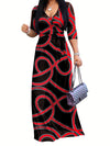 Chic Brush Print Maxi Dress