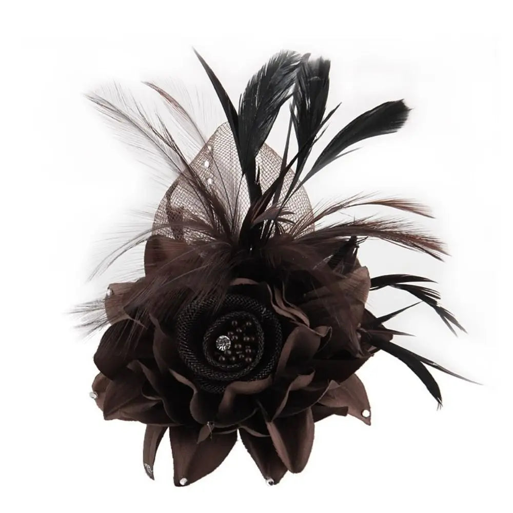 🌸 Stylish Simulated Net Flowers Fascinator Hat with Feathers
