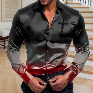Color-Changing Lapel Men's Button-Up Shirt – Fashion Meets Innovation!