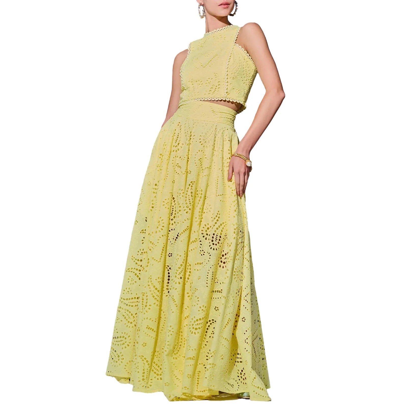 Women’s 2-Piece Outfit – Tank Crop Top & Long Skirt Set