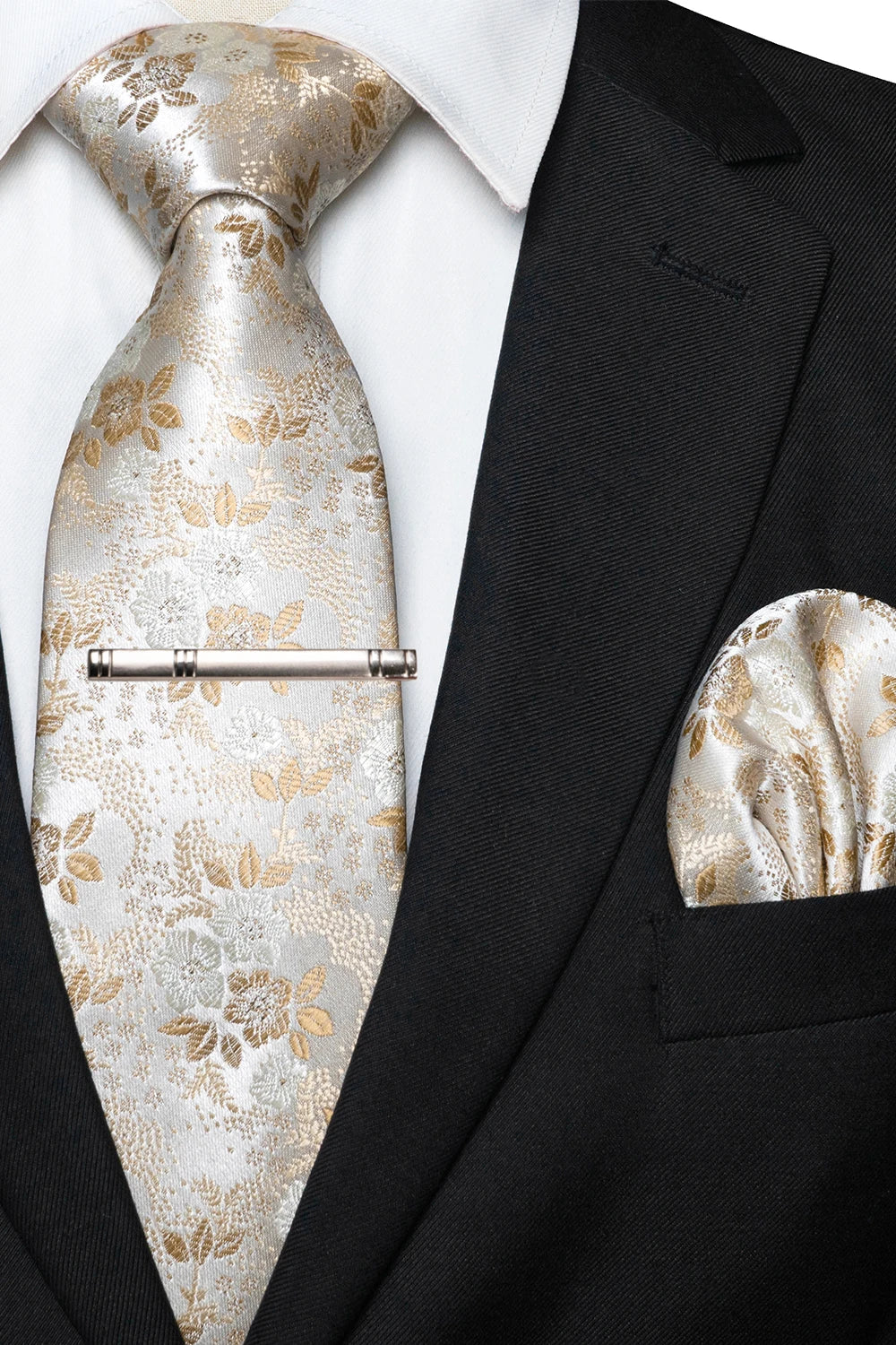 JEMYGINS Floral Silk Men’s Tie Set – Elevate Your Style with Elegance