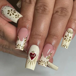 🖤 24pcs Short Almond Press-On Nails – Black Bowknot & White Pearl French Tips