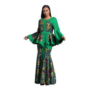 Women’s African Wax Print Two‑Piece Outfit — 2025 Bazin Riche Set (WY3792)