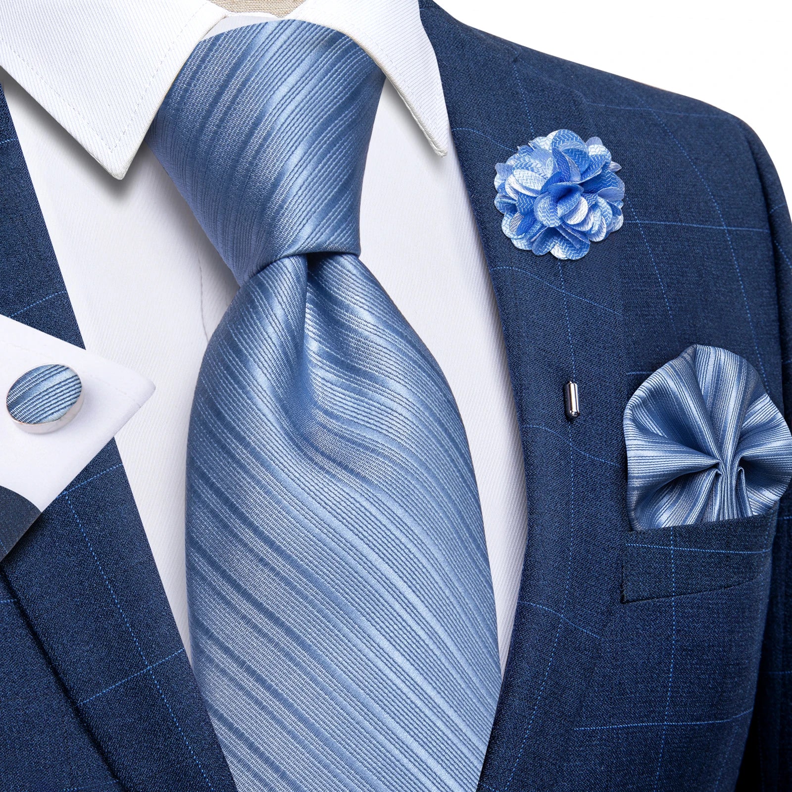 Luxury Yellow Solid Silk Tie Set for Men