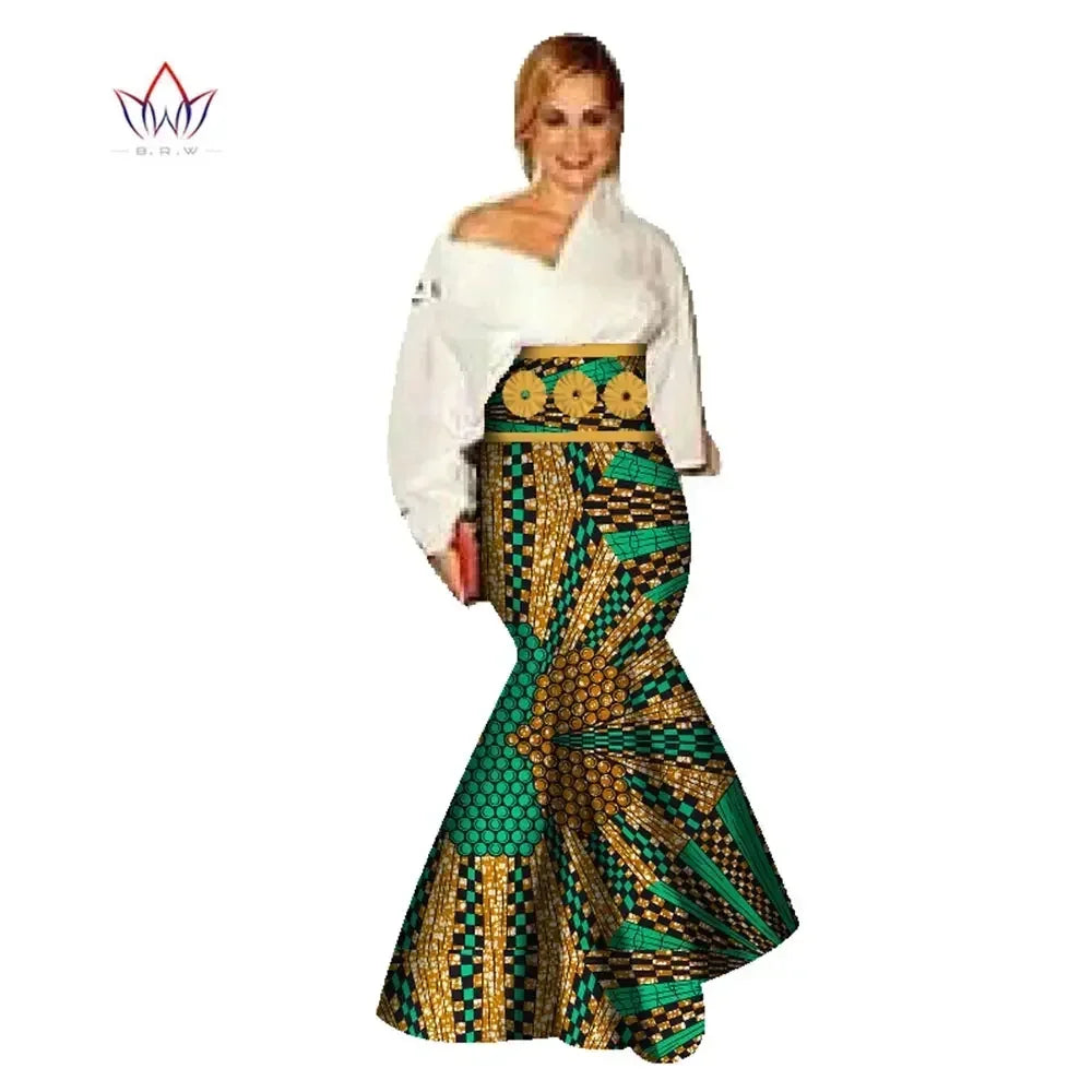 🌸 New African Casual Skirt for Women – Binta Real Wax Batik Cotton Skirt (WY078)