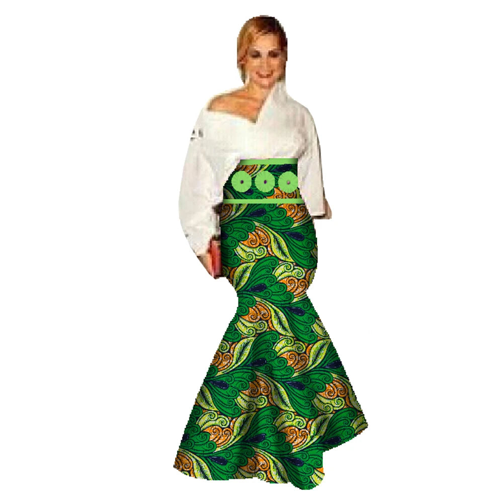 🌸 New African Casual Skirt for Women – Binta Real Wax Batik Cotton Skirt (WY078)