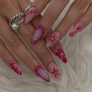 🌊 24pcs Cute Ocean Creature Press-On Nails – Yellow French Tip with Floral Fun