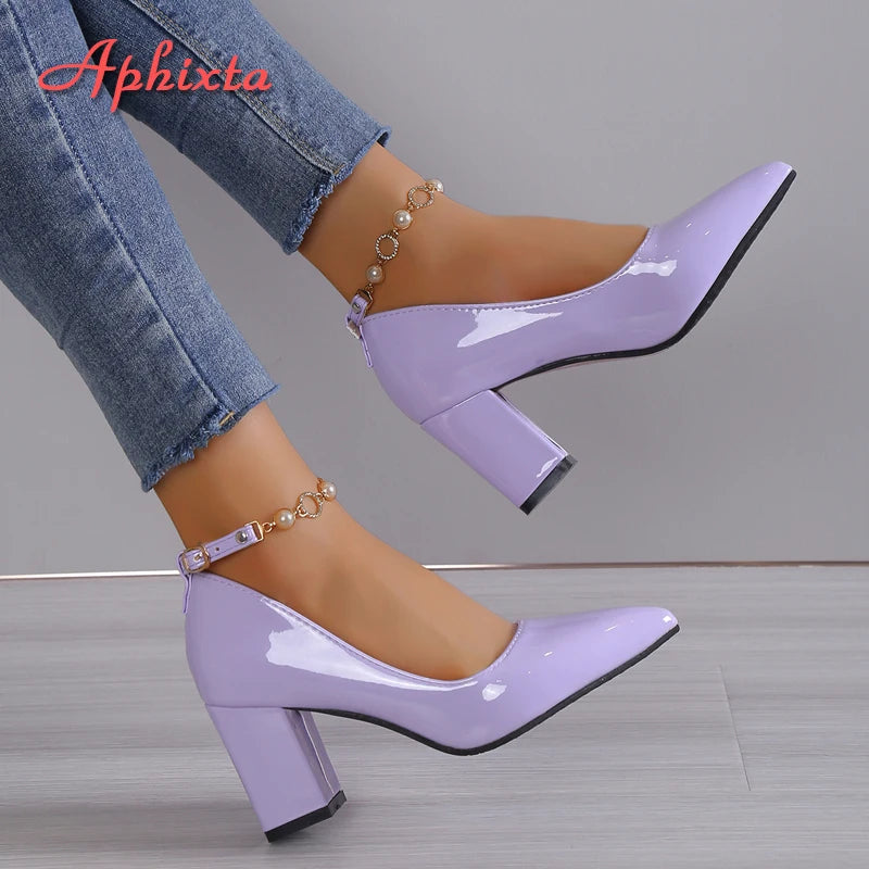 ✨ Aphixta 2024 New Luxury Rhinestone & Pearl Chain Pumps