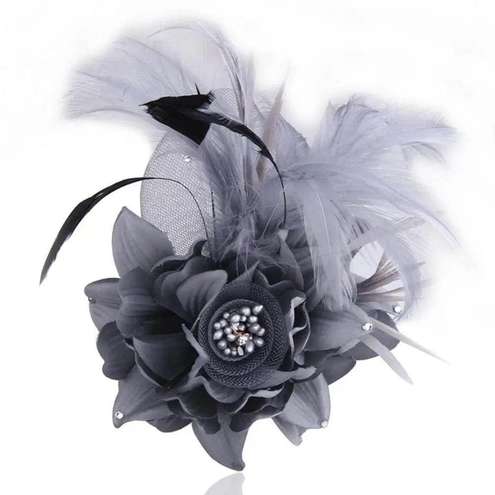 🌸 Stylish Simulated Net Flowers Fascinator Hat with Feathers