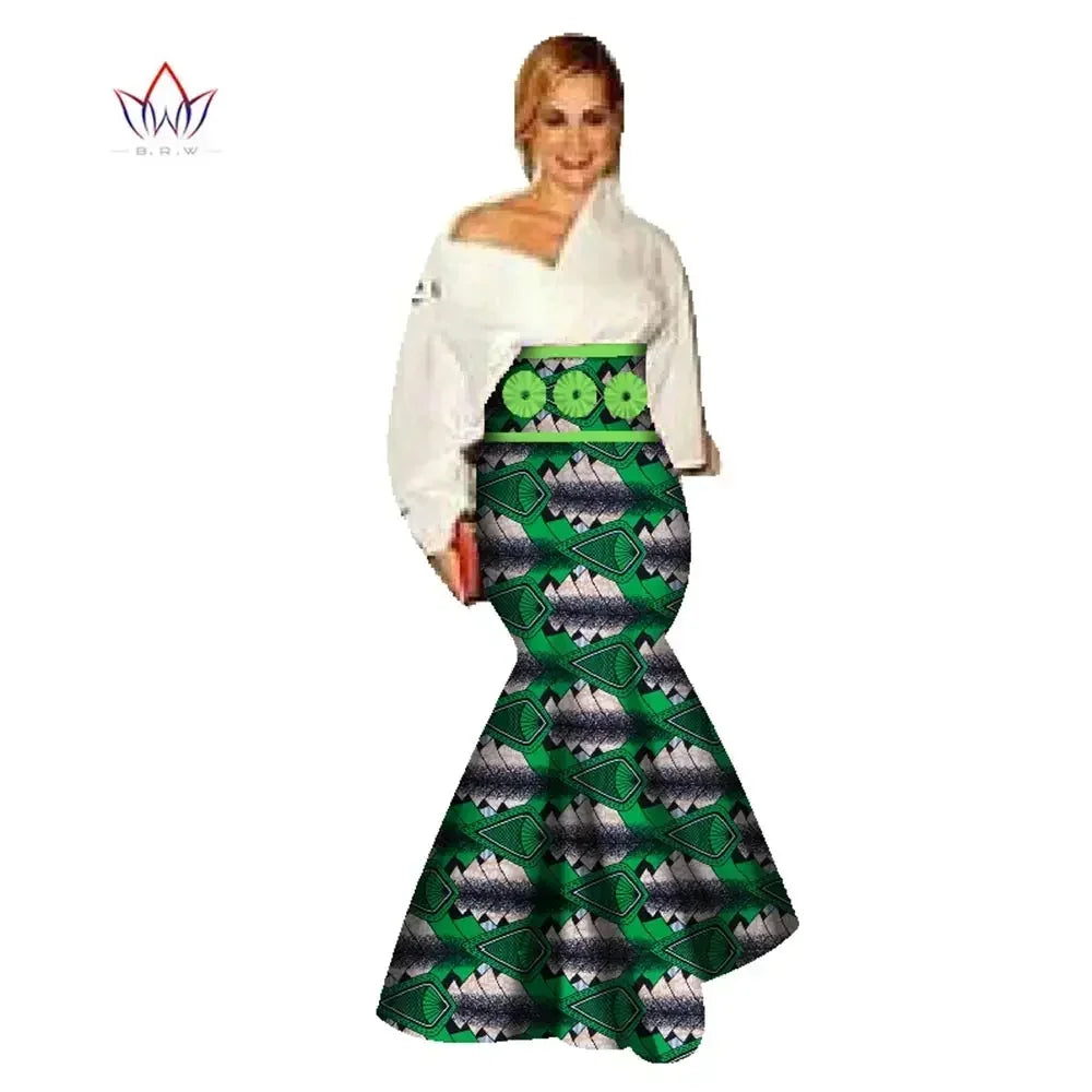 🌸 New African Casual Skirt for Women – Binta Real Wax Batik Cotton Skirt (WY078)