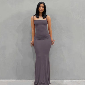 🖤 2024 Y2K Black Spaghetti‑Strap Trumpet Maxi Dress