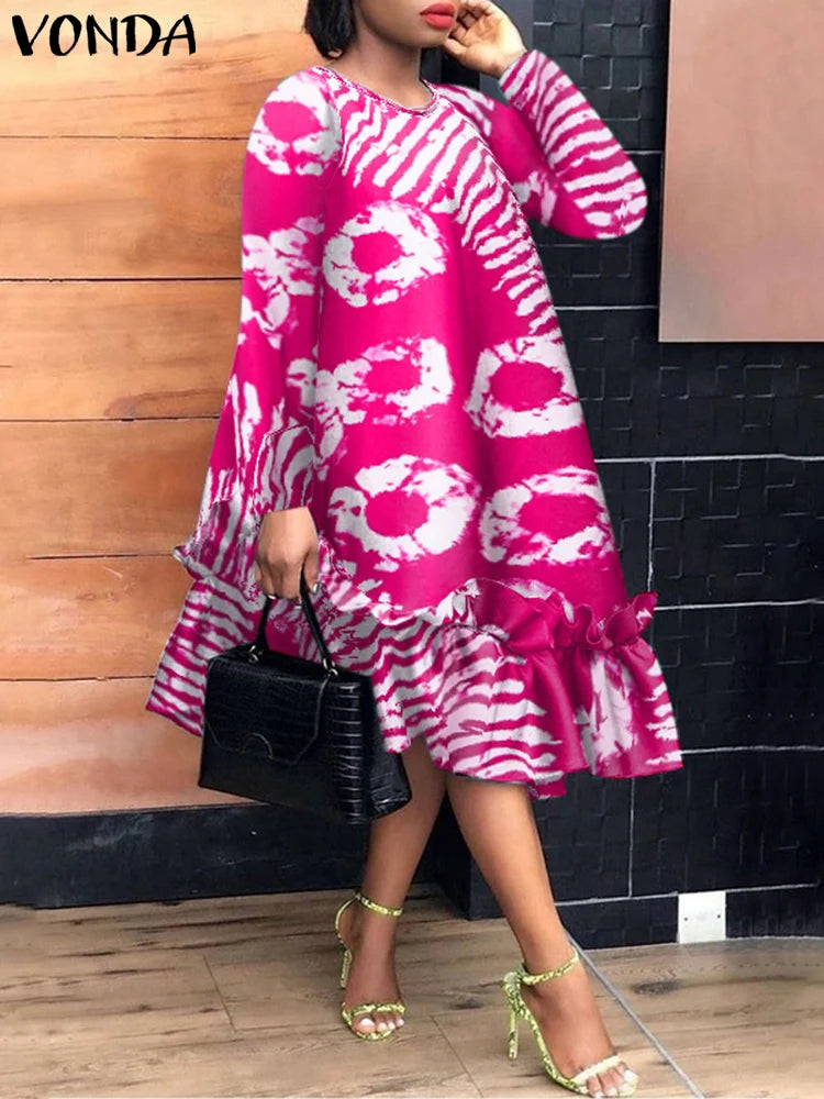 VONDA Women Bohemian Printed Dress 2024