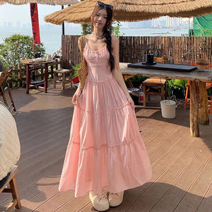 🌸 2025 Summer Pastoral Pink Sundress 🌸