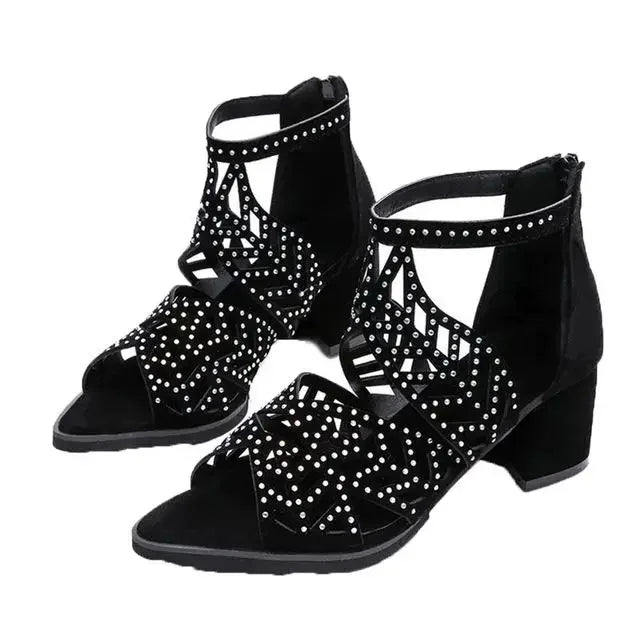 Shine Bright This Summer with Rhinestone Faux Leather Sandals!
