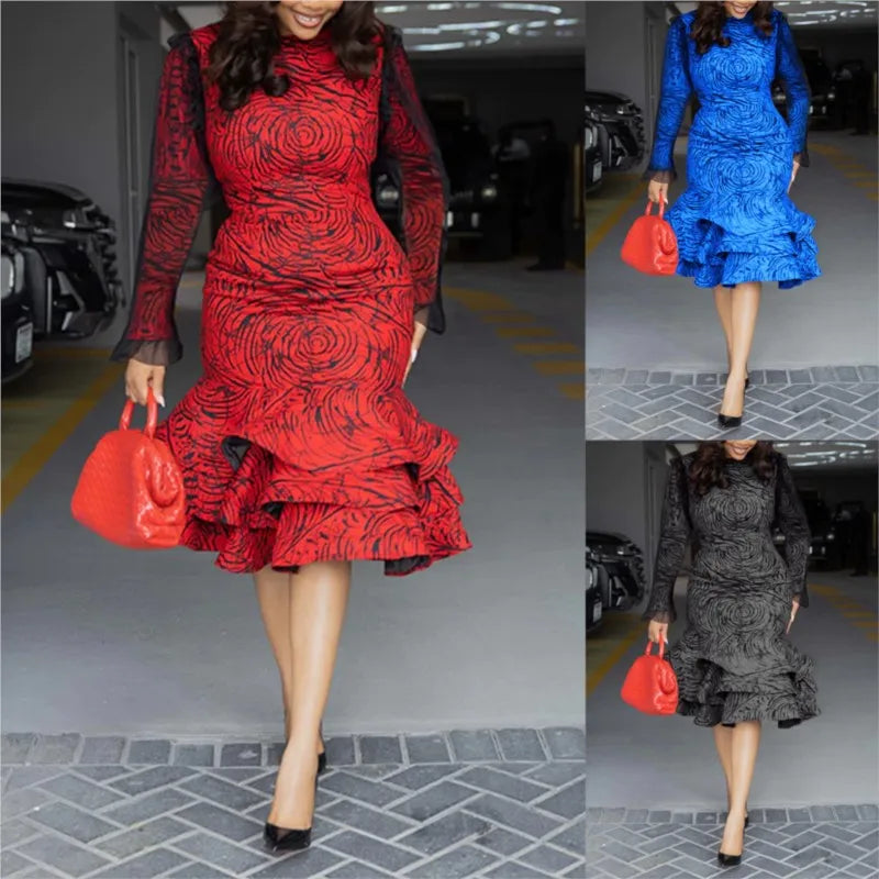 Spring & Autumn Women's Printed Dress – Effortless Elegance for Every Occasion