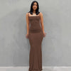 🖤 2024 Y2K Black Spaghetti‑Strap Trumpet Maxi Dress