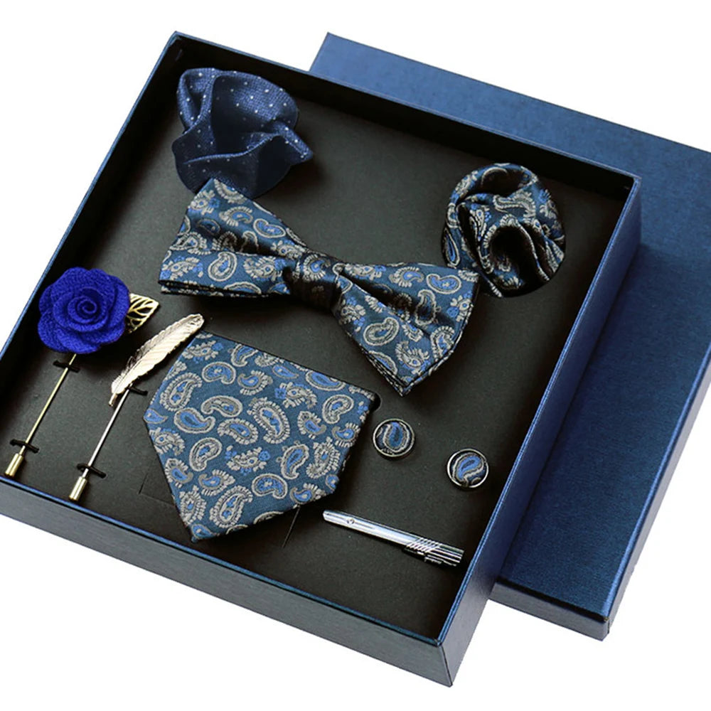 8-Piece Business Blue Tie Gift Set – Elevate Your Style 🎩💙