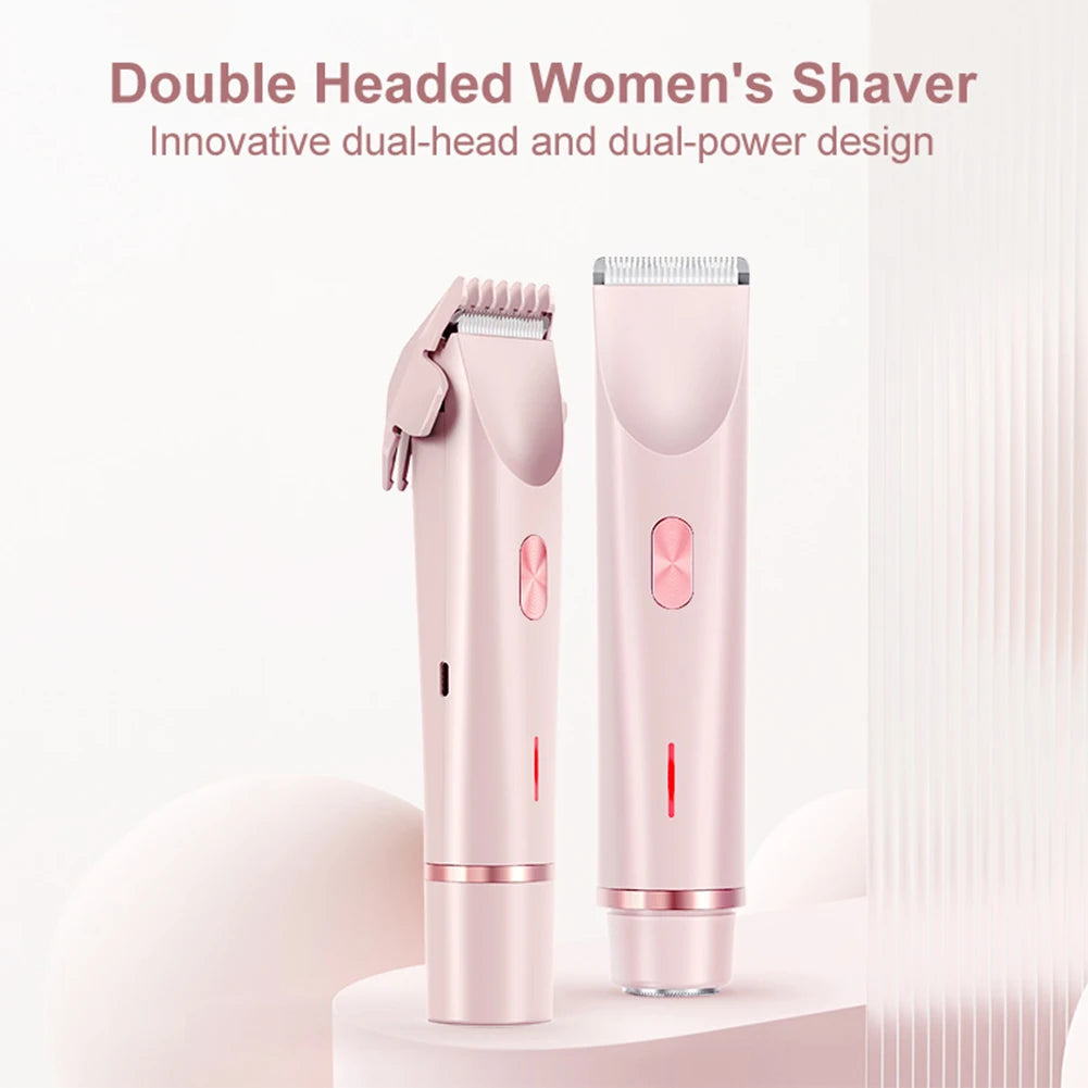 💗 Women’s 2‑in‑1 Electric Razors – Dual‑Head Bikini Trimmer & Shaver