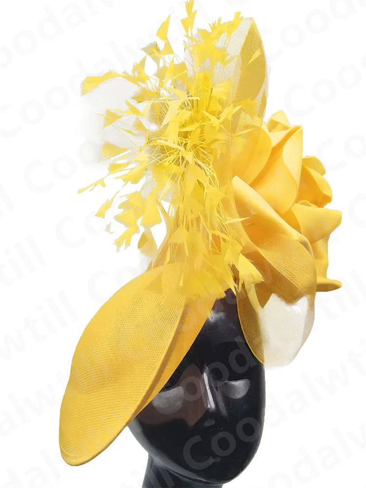 🌸 Big Flower Wedding Fascinator Hat – Elegant Women’s Headpiece for Special Occasions